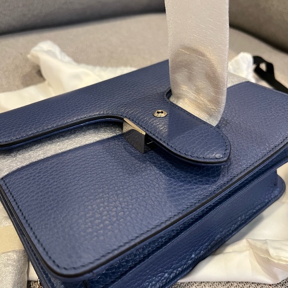 NEW Gucci Interlocking GG Logo Blue Caspian Chain Bag - Picture 6 of 16